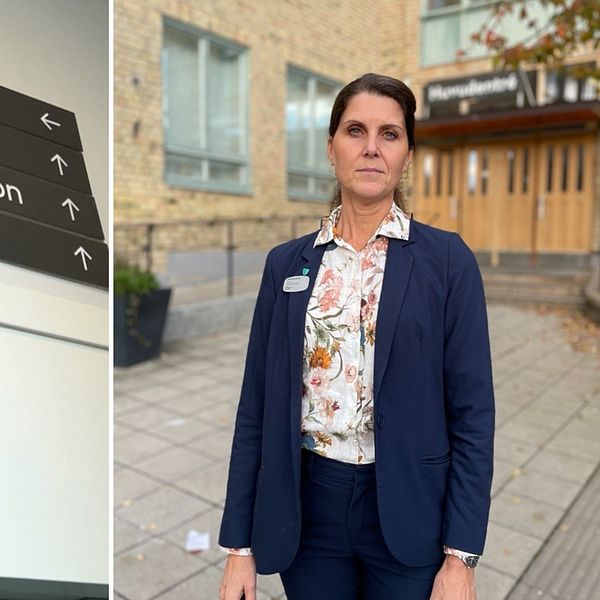 Rektorn på Aspuddens skola står utanför huvudentrén