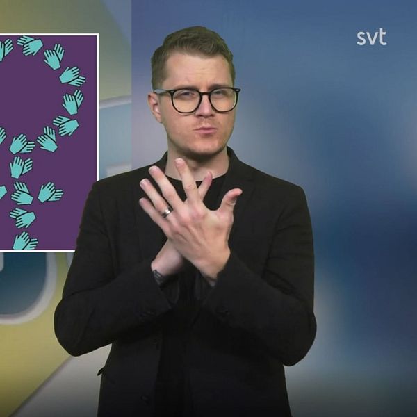 Magnus gör tecknet för NKJT bredvid en bild med logotyperna för BOUJT och NKJT.