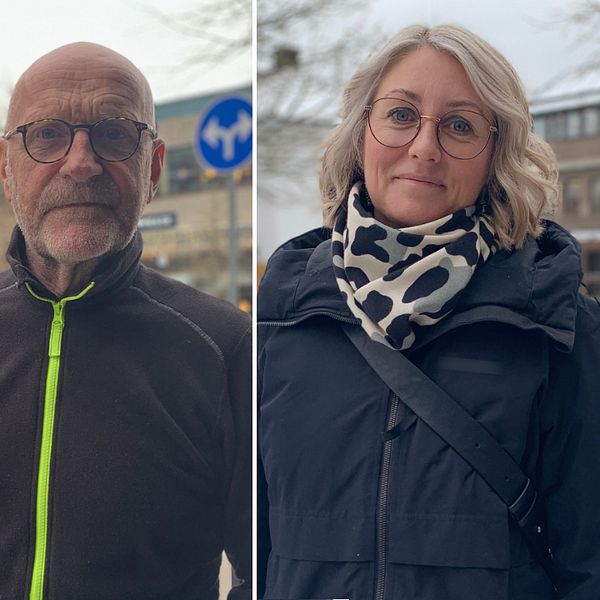Splitbild med tre personer. Till vänster står en kvinna med fluffig jacka, sedan en man och längst till höger står en kvinna med tjock jacka och sjal.