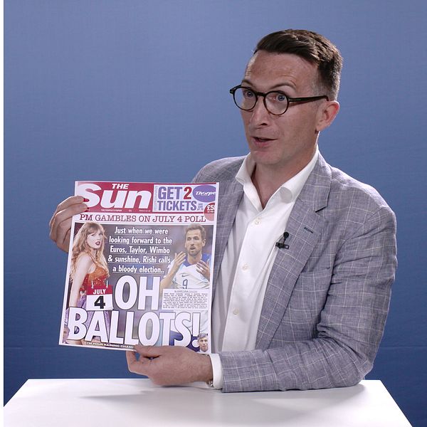 James Savage berättar om hur den brittiska pressen pratar om att Englands premiärminister Rushi Sunak utlyst val i juli.