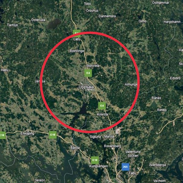 Aggregat element och karta över området i Uppsala som är utan värme.
