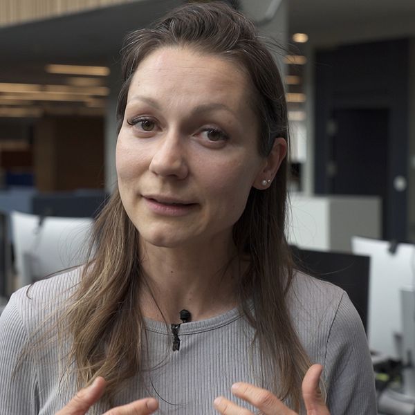 Till vänster, kreml. Till höger, SVT:s reporter.