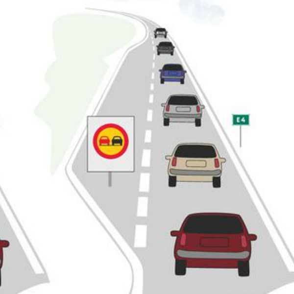 Grafik som visar omkörningsförbud