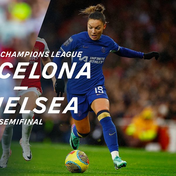 Delad bild av Barcelona-Chelsea semifinal. Spelare från varje lag i Champions League.