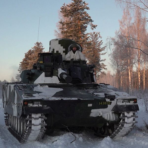 Pål Jonson och stridsvagn i vintermiljö kopplat till Nato-utredning om värnpliktiga.