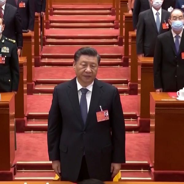 Karta på Taiwan och Xi Jinping.