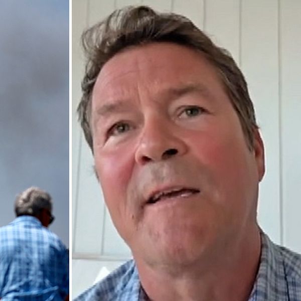 Hans Linderholm framför brandrök och talar om varmare klimat i Sydeuropa