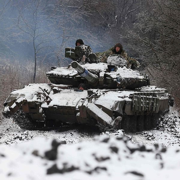 Putin och en stridsvagn
