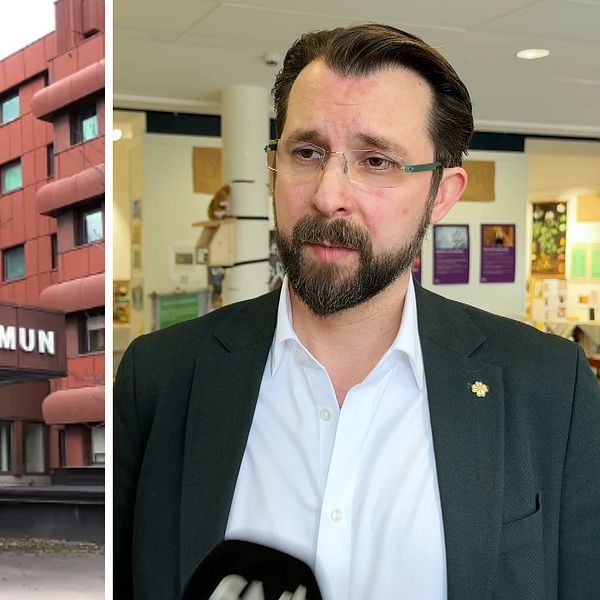 Hans Forsberg utanför Sundsvalls kommun-huset, porträtt till höger