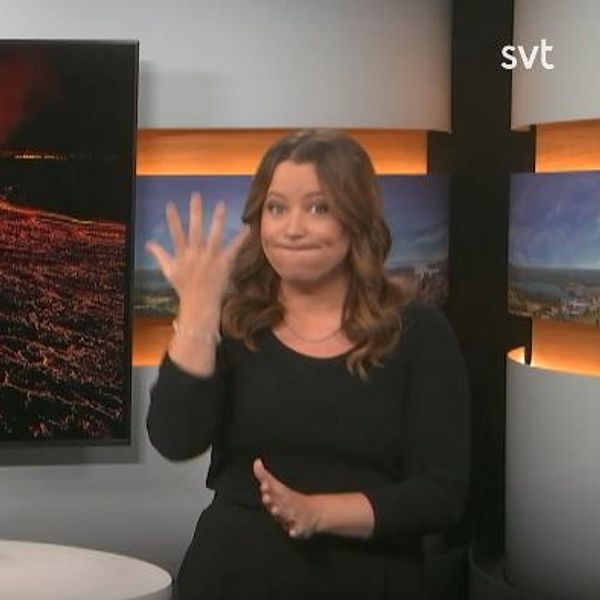 Programledaren tecknar ”vulkanutbrott”