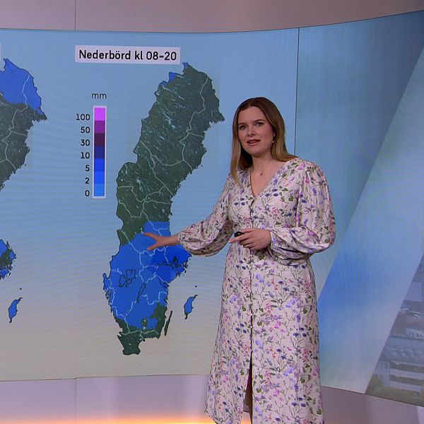 Väderkartor för påskhelgen. Meteorolog presenterar.