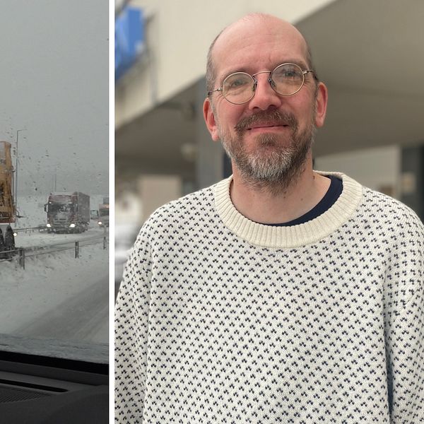 Plogbil på E4. Martin Näldén beredskapshandläggare.