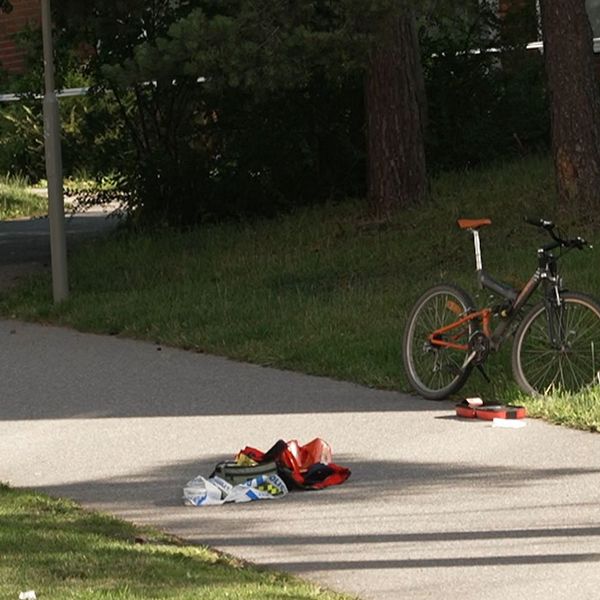 En kvinna i grön tröja och en bild på en gångväg