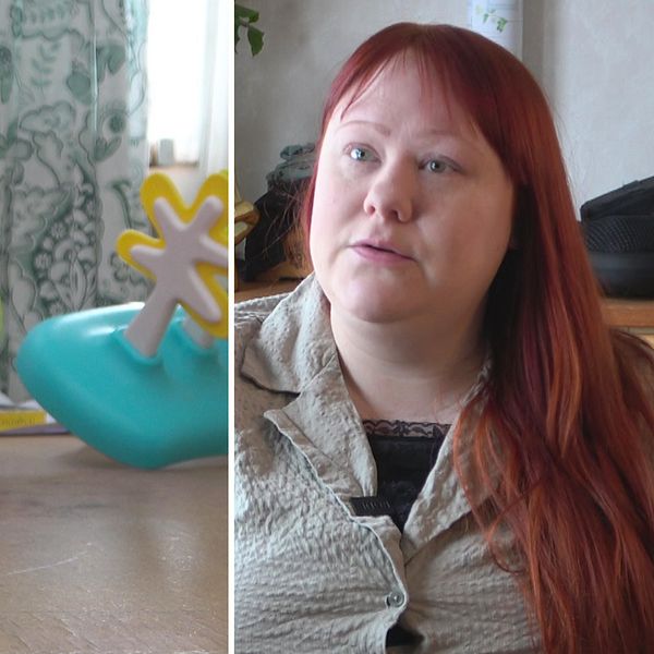 Gravida Angela från Örnsköldsvik delar sina tankar om förlossningen som stängs i juli. barnleksakerna tillhör hennes dotter.