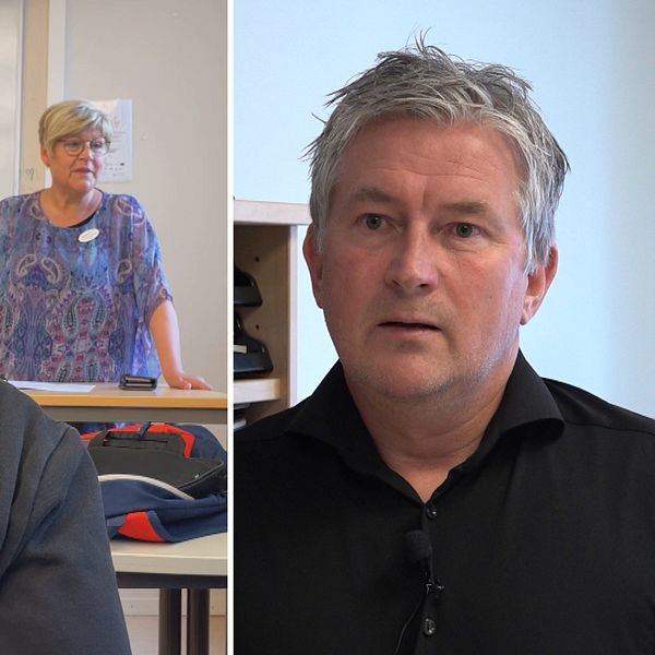 klassrum med lärare och elev, man i svart skjorta