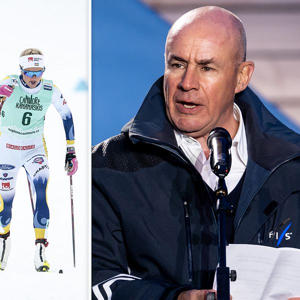 Johan Eliasch (till höger) är ordförande i det internationella skidförbundet, Fis.