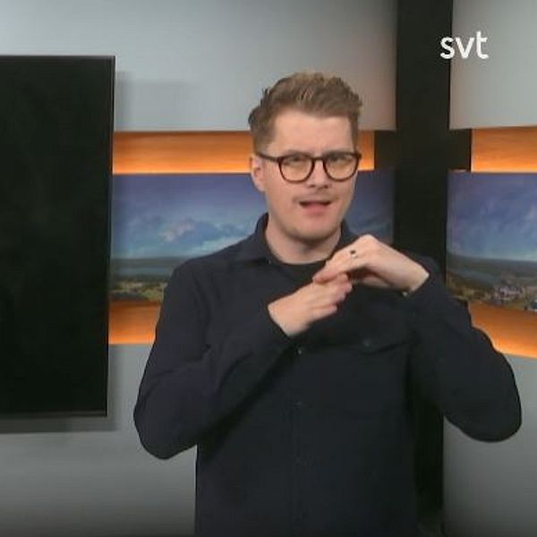 Programledaren tecknar en del av ordet ”äldrevägledare”