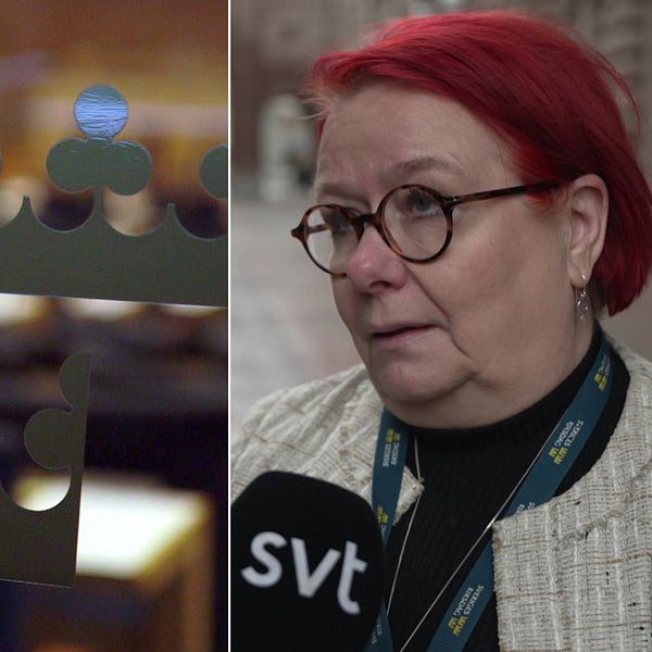 Vasemmalla: Arkistokuva eduskunnan istuntosalista. Oikealla: Mirja Räihä (Sosialidemokraatit) (SDP), kansanedustaja, SVT:n haastattelussa. Till vänster: Arkivbild från riksdagens kammare. Till höger: Mirja Räihä (Socialdemokraterna) (S), riksdagsledamot, i en SVT-intervju.