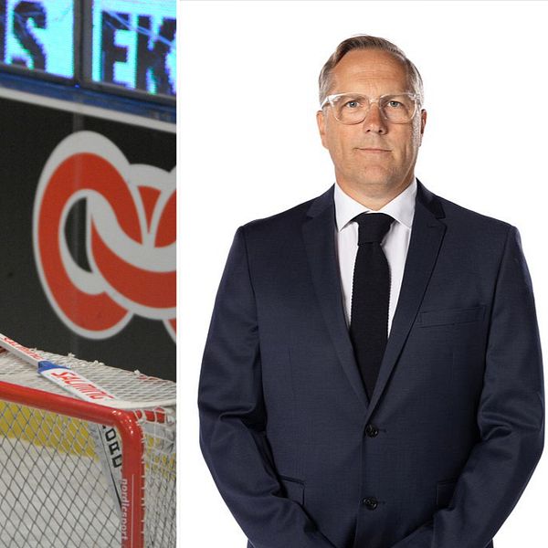 Målvakten Stefan Liv och Richard Nylin, klubbdirektör HV71.
