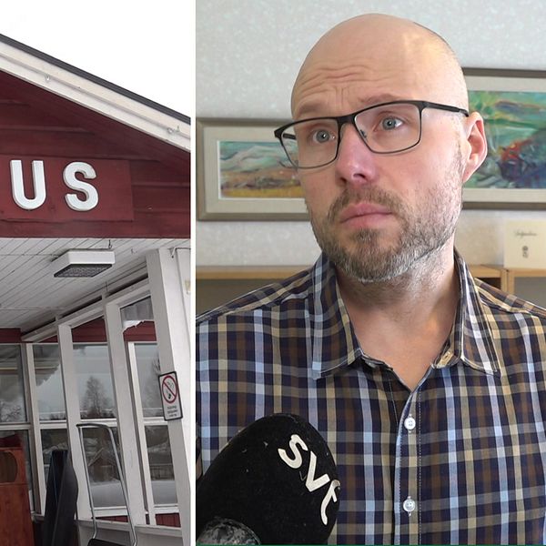 Entréen på Åsele värdshus och kommunalrådet Andreas From.