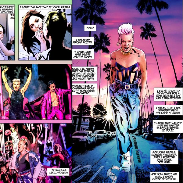 Pink hyllas med en egen upplaga av tidningen ”Female force”.