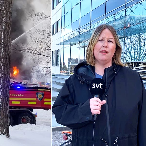 Hanna Eklund, reporter. Branden på Ica Haga.