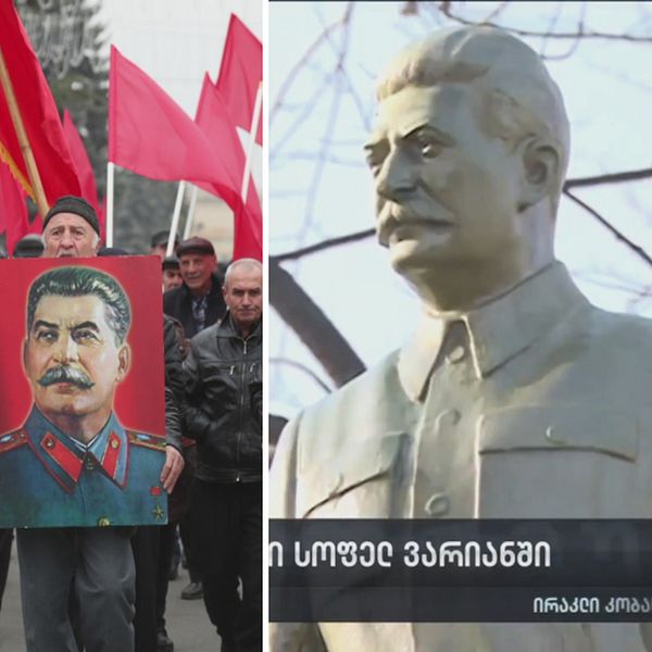 Statyer av Stalin reses i Georgien.