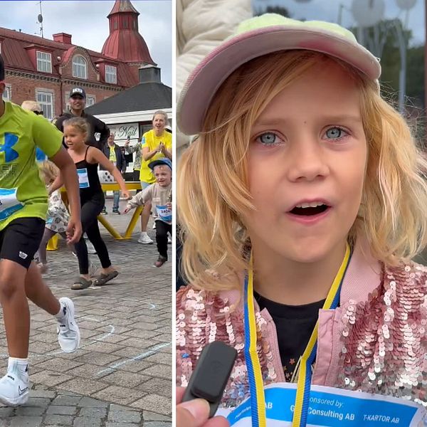 Barn och vuxna i välgörenhetsloppet Run for Ukraine i Älmhult