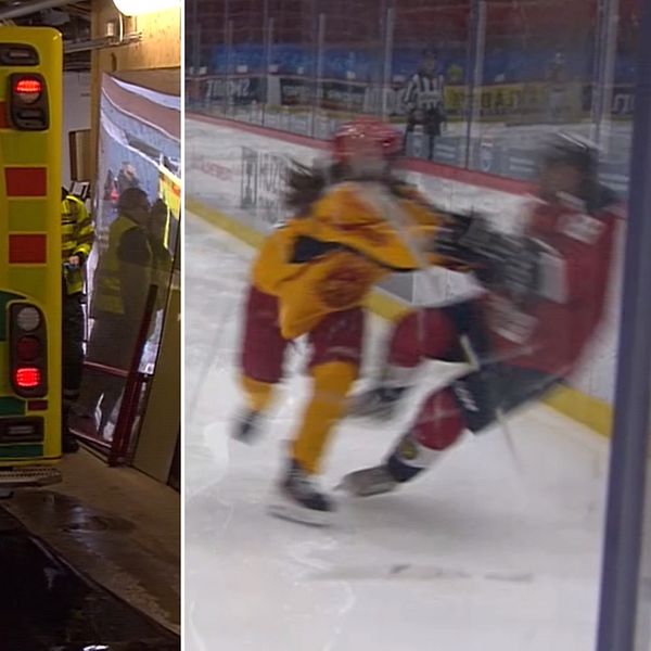 Ambulans och hockeyspelare.
