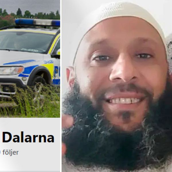 Skärmdump från Polisen Dalarnas Facebook-sida till vänster och det utpekade terroristen Abdesalem Lassoued till höger.