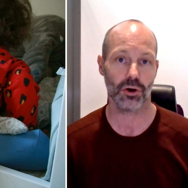 Vänster: Ett barn som kliver av sängen Höger: Olof Hertting, baninfektionsläkare