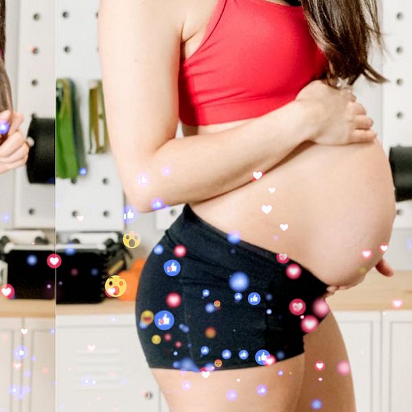Belly only pregnancy är en trend på socialia medier. En kvinna visar hur hon ser ut innan och under graviditet.