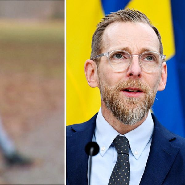 Oskarp person på en bänk/Socialminister Jakob Forssmed