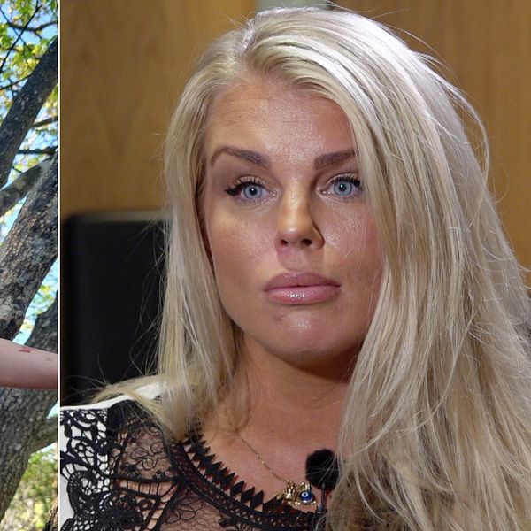 Ett barn med hatt till vänster, mamma Frida Dahlin till höger.