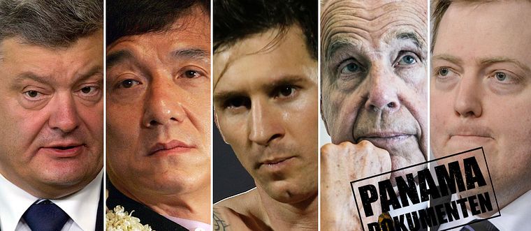 Ukrainas president Petro Porosjenko, filmstjärnan Jackie Chan och fotbollsspelaren Lionel Messi nämns i de läckta dokumenten. Även Anders Wall och Islands premiärminister Sigmundur Davíð Gunnlaugsson kan kopplas till dokumenten.