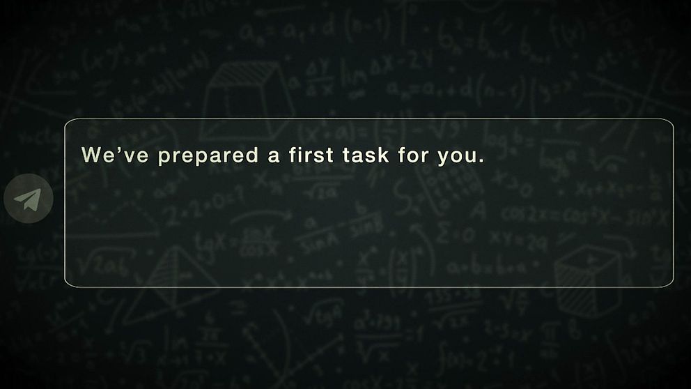 Text mot en mörk bakgund: ”We've prepared a first task for you.”
