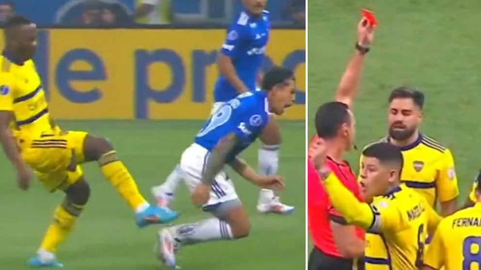 Boca Juniors Luis Advincula blev utvisad efter åtta sekunder.