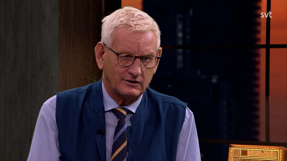Carl Bildt i SVT-studio under intervju om Ukraina