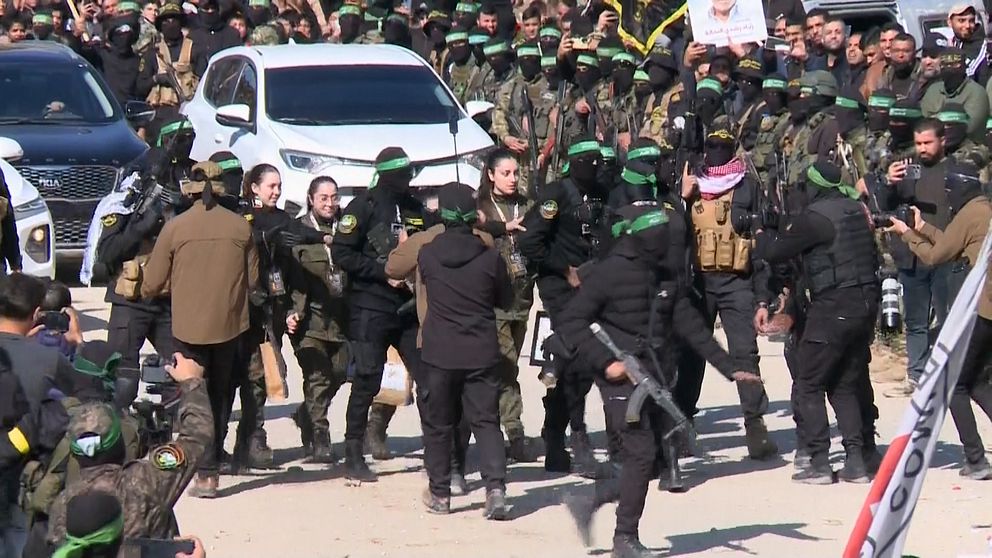 I Gaza city. Här släpps fyra gisslantagna israeler.