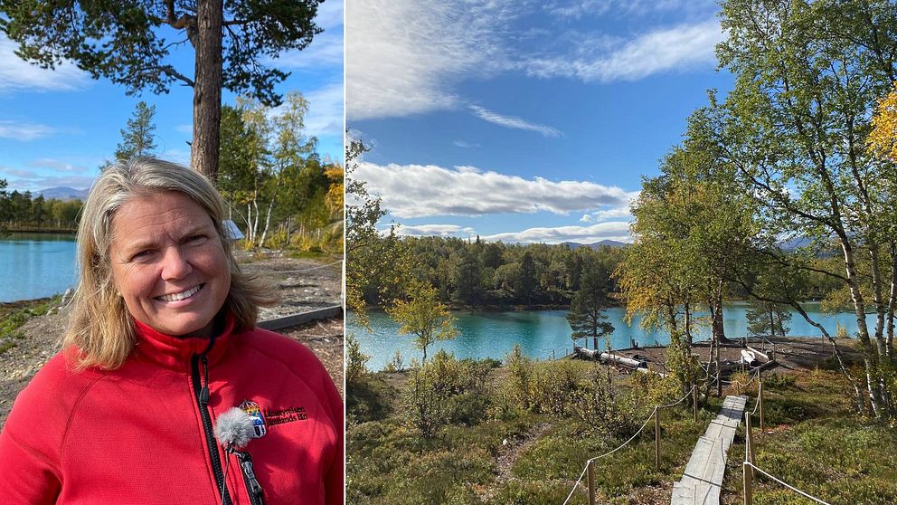 Wictoria Wadman vid Blanktjärn med utsikt över sjön och skogen