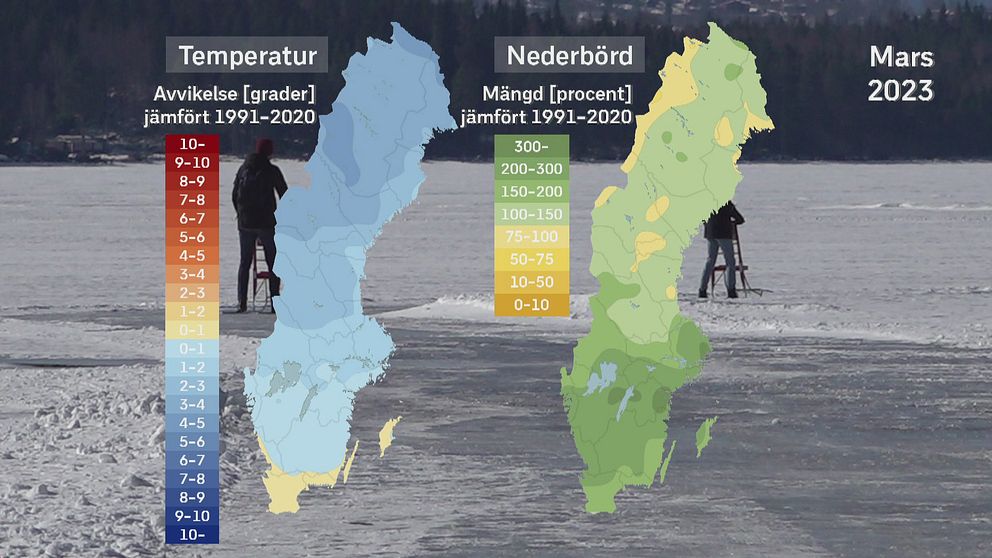 SVT:s meteorolog Per Stenborg sammanfattar det svenska marsvädret 2023 på en och en halv minut.
