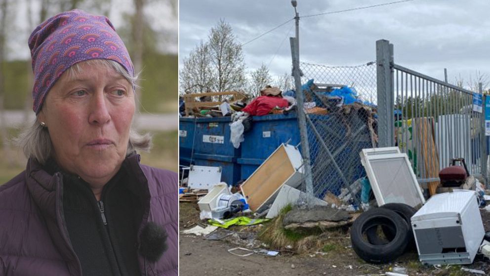 Katarina Nutti vid återvinningscentralen i Övre Soppero