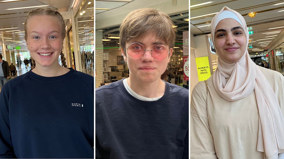 Ett collage av tre bilder på tre olika personer. Alla är i senare tonåren eller tidiga 20-årsåldern.