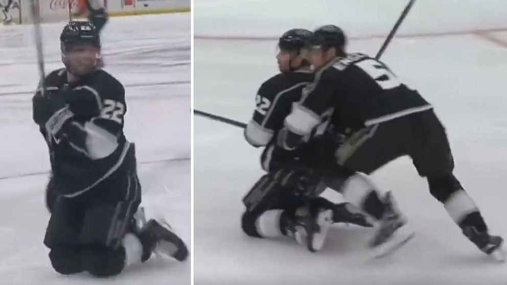 Andreas Englund hjälper Kevin Fiala av isen.