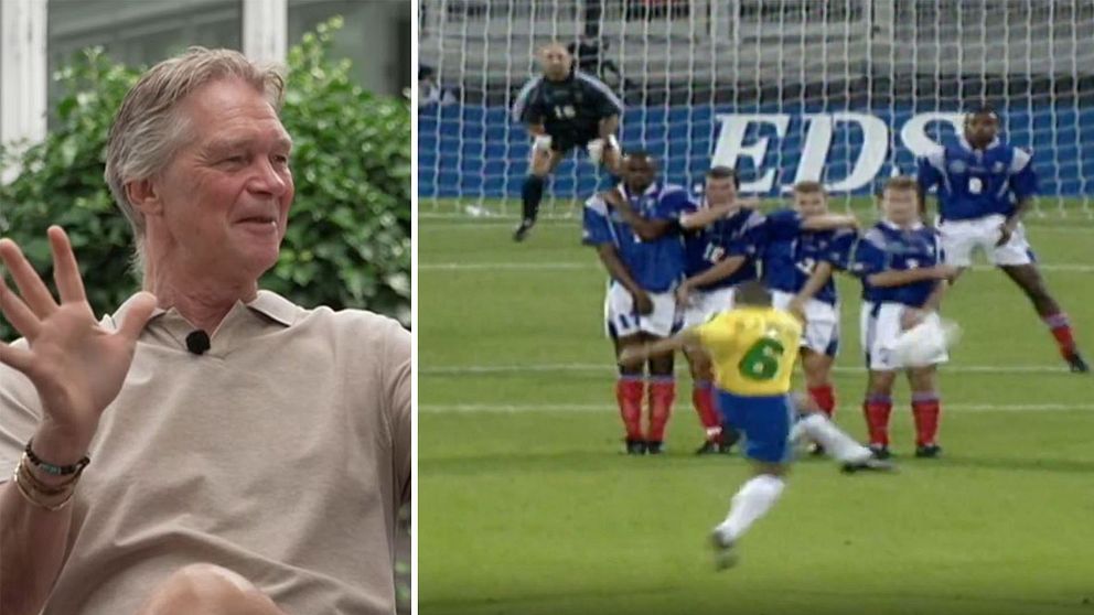 Glenn Strömberg och Roberto Carlos frispark 1997.