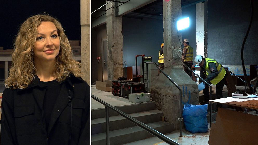 Thea Mårdbrant, vd på Fållan, och interiör från byggnaden