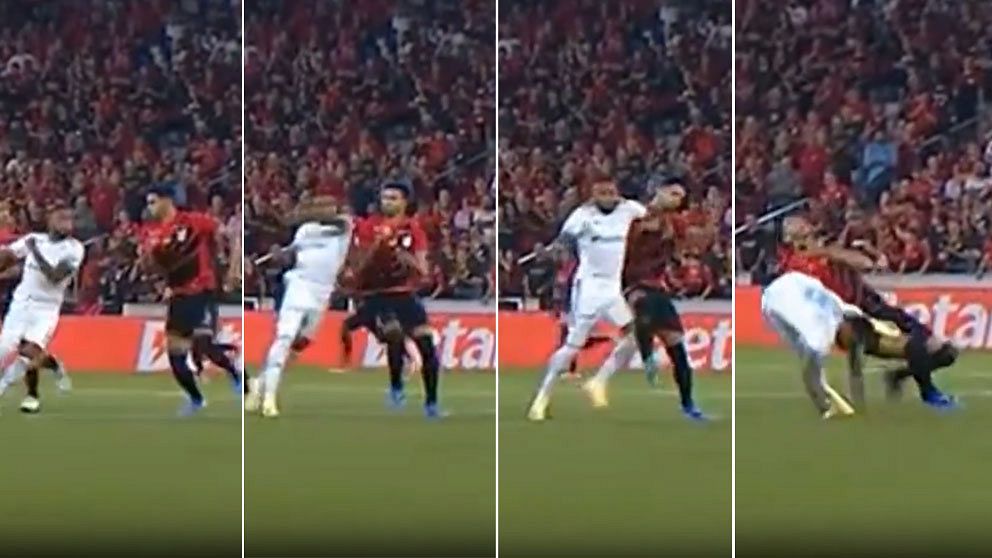 Brassen Rafa Silva fick rött kort efter den här armbågen