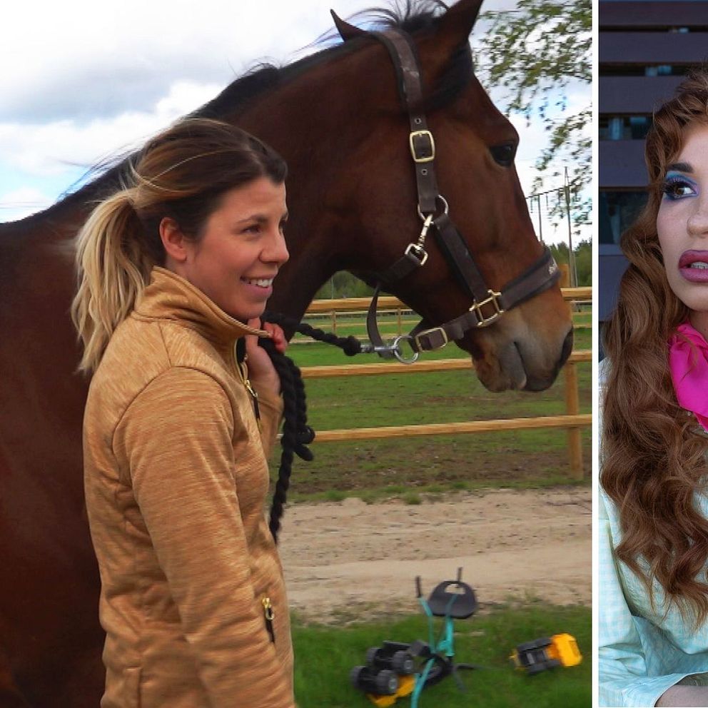Kusken Sandra Eriksson med hästen Holy Moses Mearas samt DJ-duon Rebecca och Fiona.