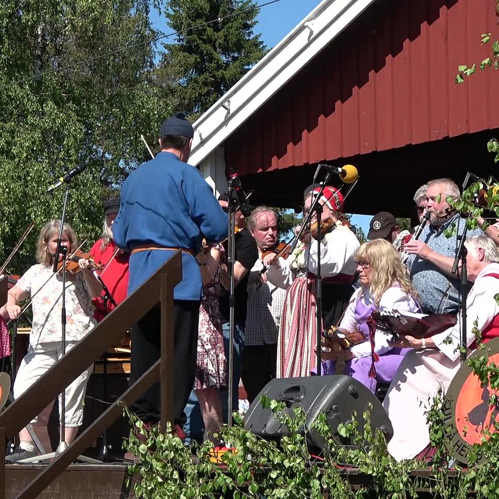 Ett 30-tal spelmän på Hägnans stora scen