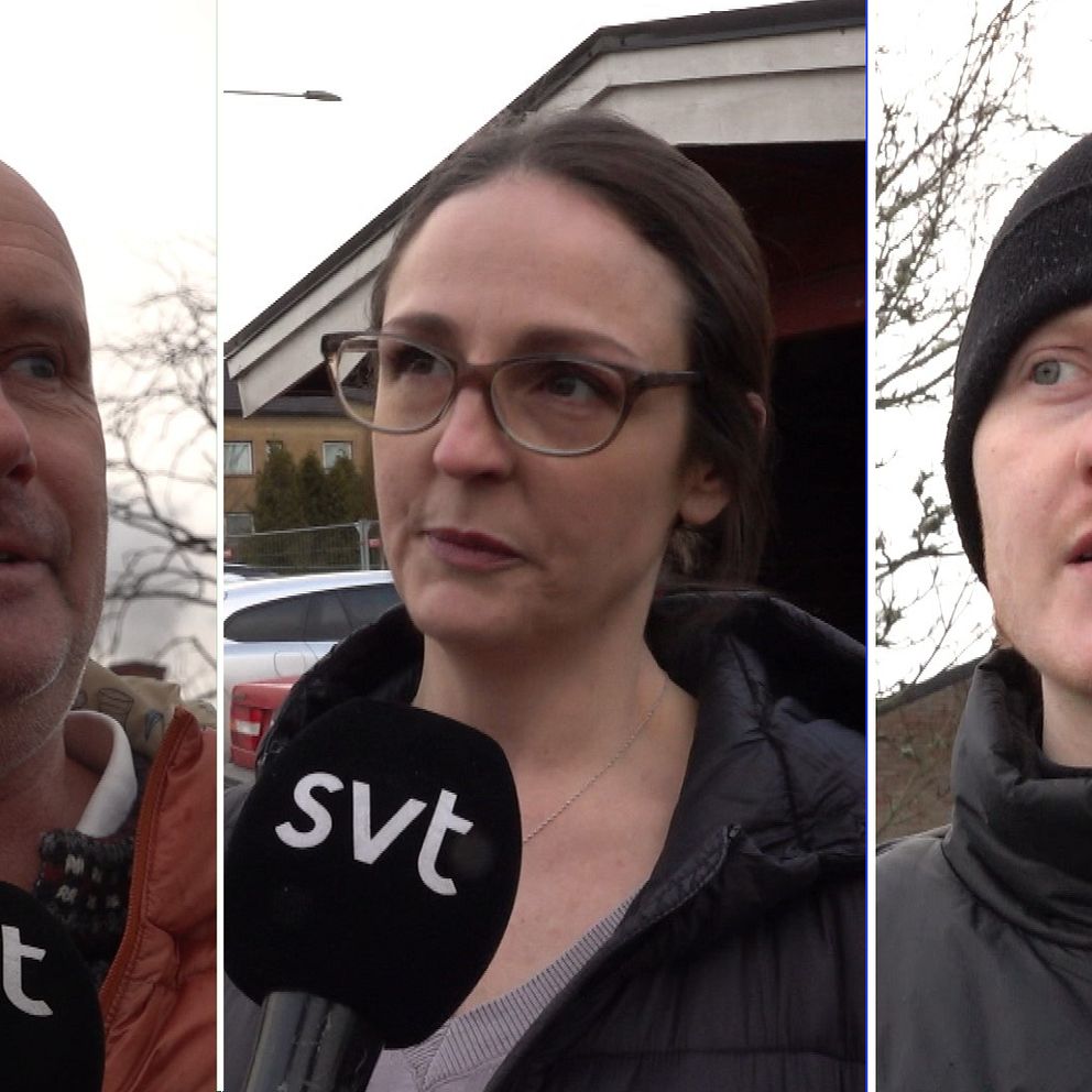 tre personer som svarar på frågor i Vislanda